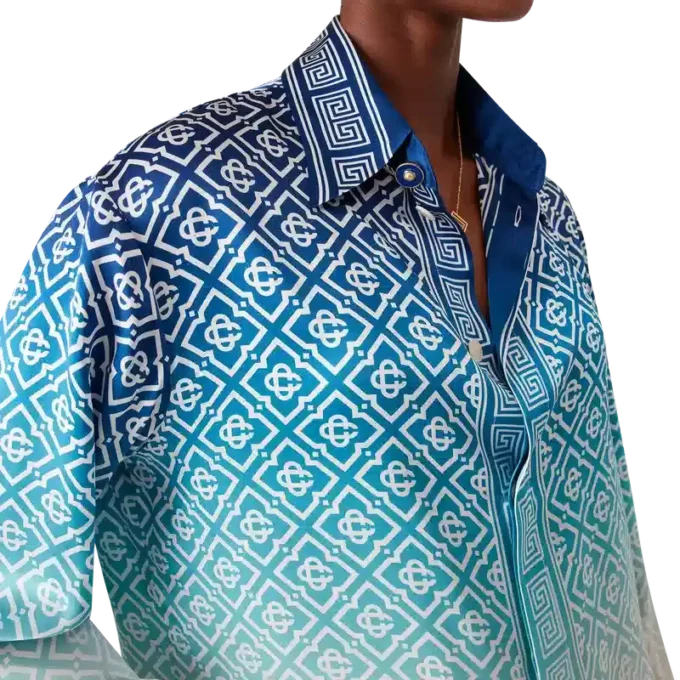 Jacquard-silkeskjorte med farveovergang Jacquard-silkeskjorte med farveovergang