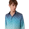 Jacquard-silkeskjorte med langærmet og farveovergang Jacquard-silkeskjorte med langærmet og farveovergang