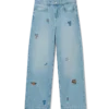 Jeans med broderet motiv