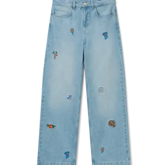 Jeans med broderet motiv