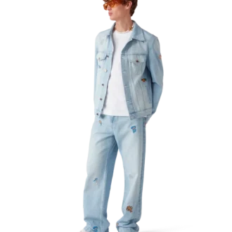 Jeans med broderet motiv
