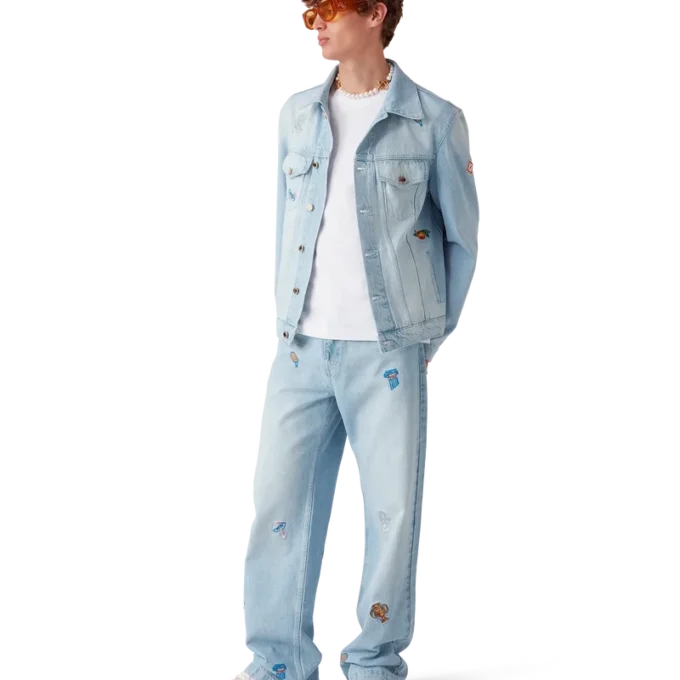 Jeans med broderet motiv