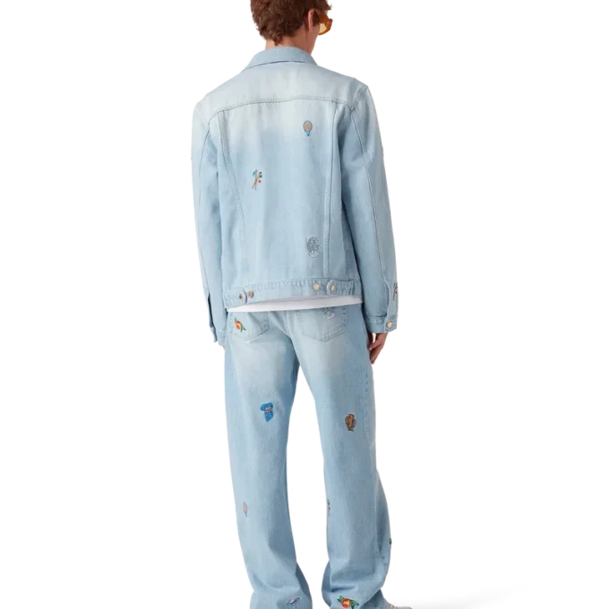 Jeans med broderet motiv
