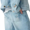 Jeans med broderet motiv