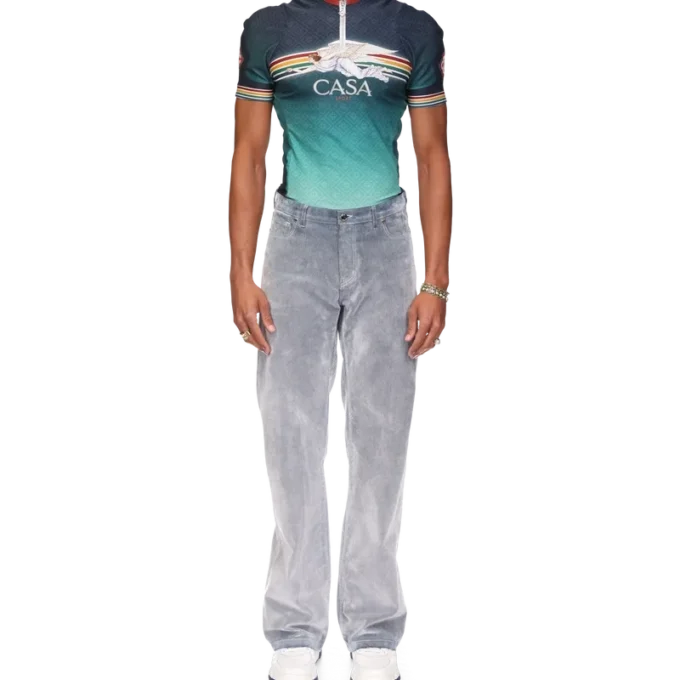 Jeans med ferskenfarvet struktur