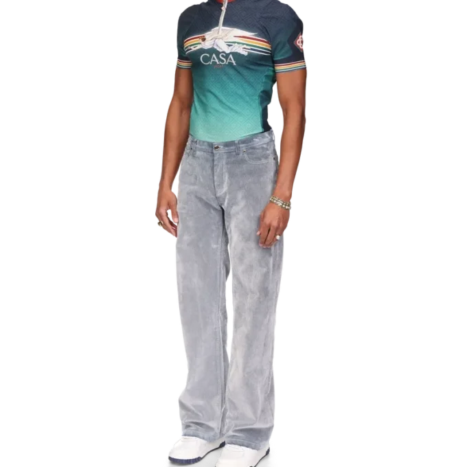 Jeans med ferskenfarvet struktur