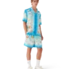 Kawaii-motivet kortærmede shorts i silketwill