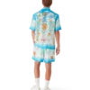 Kawaii-motivet kortærmede shorts i silketwill