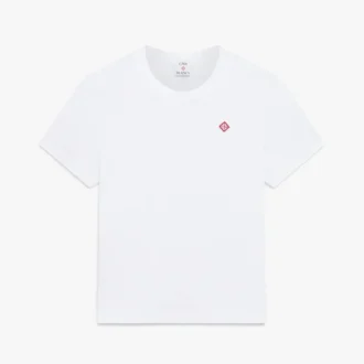 Klassisk T-shirt med kort ærme og broderet patch på shorts