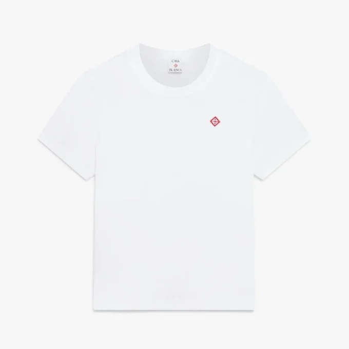Klassisk T-shirt med kort ærme og broderet patch på shorts