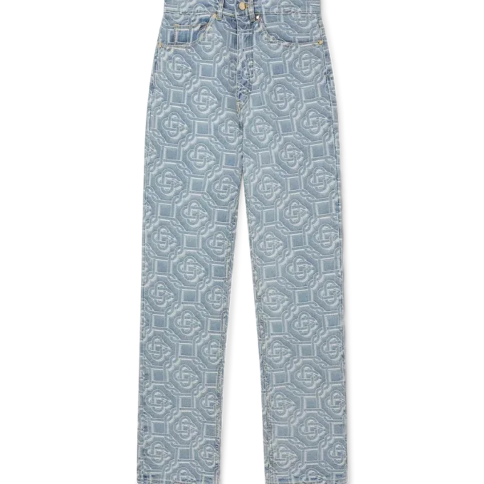 Klassiske monogram-blegede denimbukser