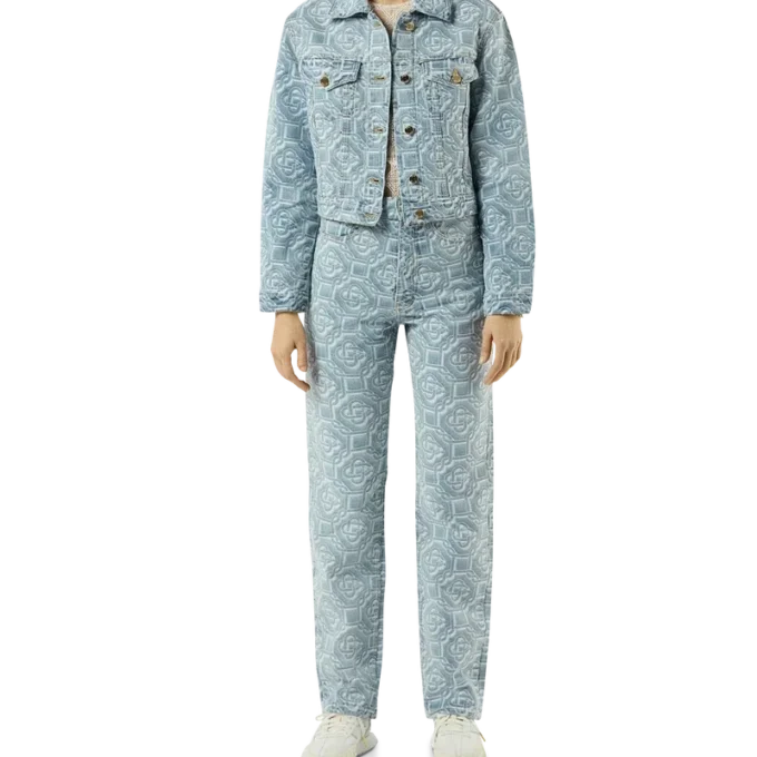 Klassiske monogram-blegede denimbukser