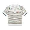 Kort polo-shirt i bomuld med tuck-sting