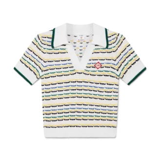 Kort polo-shirt i bomuld med tuck-sting