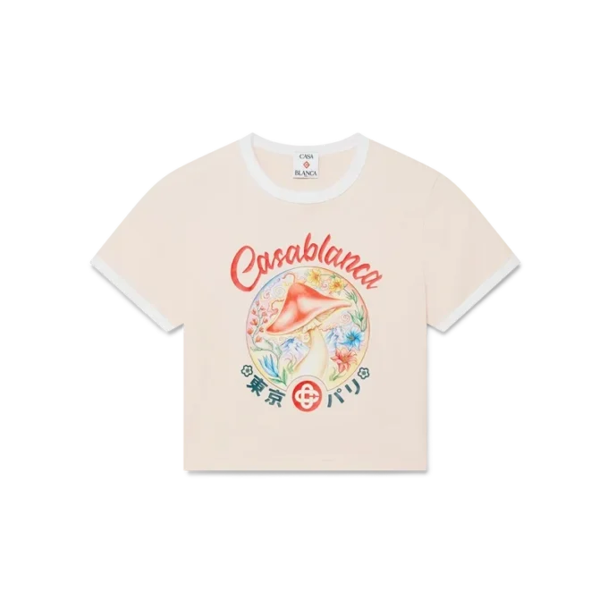 Kort T-shirt med svampeemblem Kort T-shirt med svampeemblem