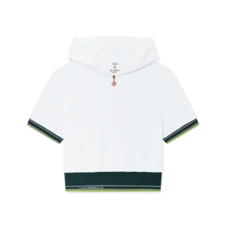Kort tennis-hoodie i struktureret velour