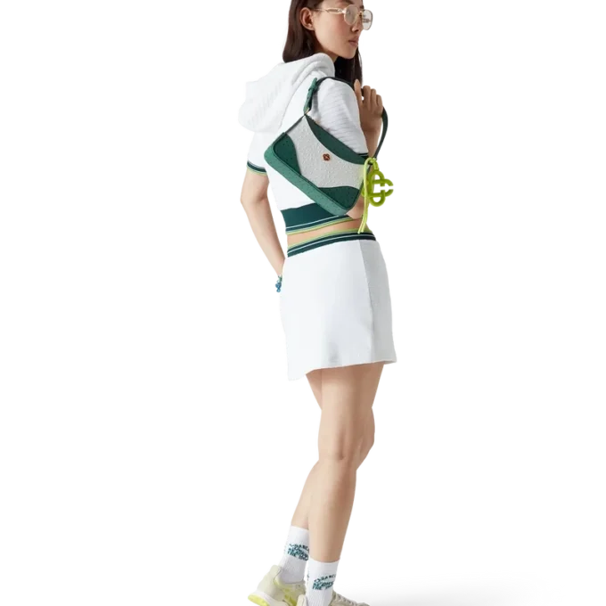 Kort tennis-hoodie i struktureret velour