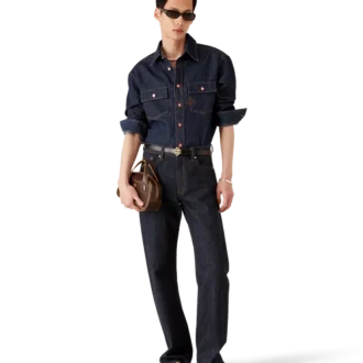 Kortærmet denimskjorte med broderet logo