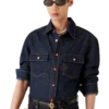 Kortærmet denimskjorte med broderet logo