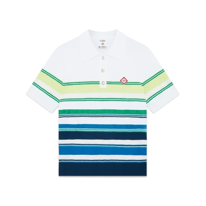 Kortærmet poloshirt med gradientstriber
