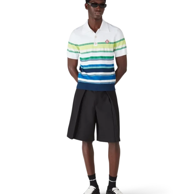Kortærmet poloshirt med gradientstriber