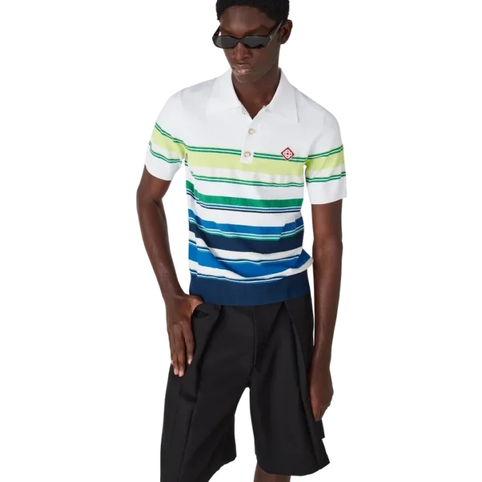 Kortærmet poloshirt med gradientstriber