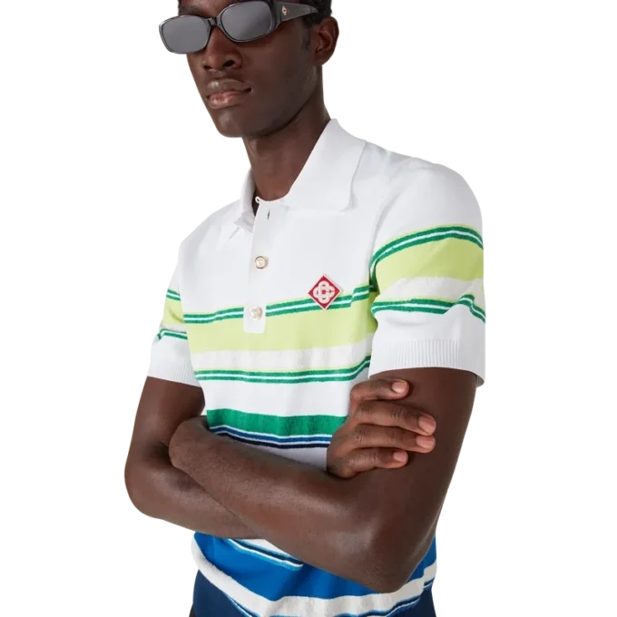 Kortærmet poloshirt med gradientstriber