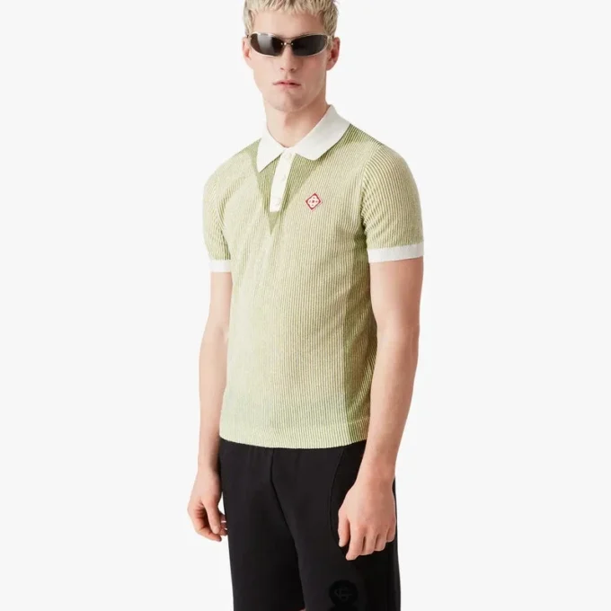 Kortærmet poloshirt med lodrette striber