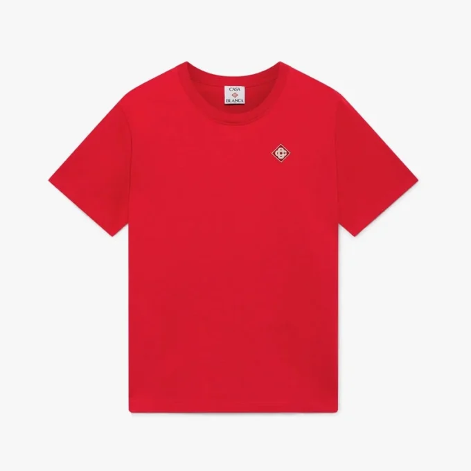 Kortærmet T-shirt med rødt diamantlogo