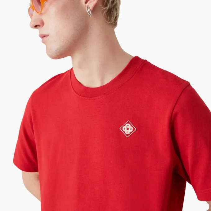 Kortærmet T-shirt med rødt diamantlogo