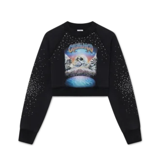 La Pramonition cropped sweatshirt med krystalpynt