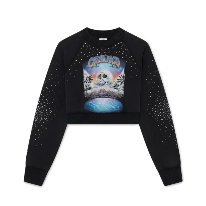 La Pramonition cropped sweatshirt med krystalpynt La Pramonition cropped sweatshirt med krystalpynt