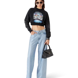 La Pramonition cropped sweatshirt med krystalpynt