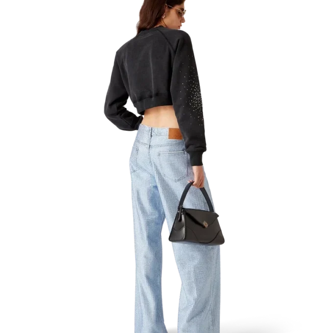 La Pramonition cropped sweatshirt med krystalpynt La Pramonition cropped sweatshirt med krystalpynt
