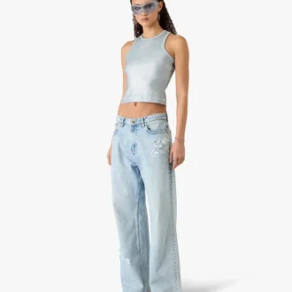 Light Wash Graffiti-jeans