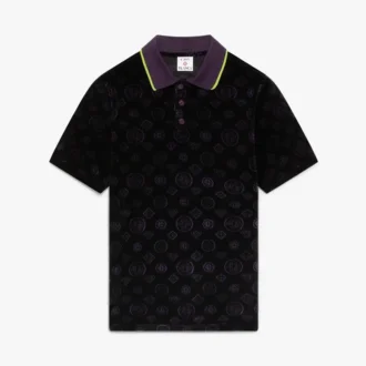 Lilla Monogram Velour Poloshirt