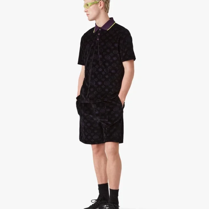 Lilla Monogram Velour Poloshirt