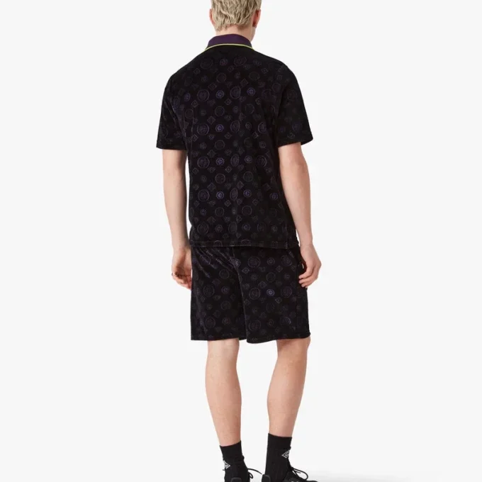 Lilla Monogram Velour Poloshirt