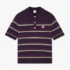 Lilla og grøn stribet tætsiddende poloshirt