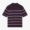 Lilla og grøn stribet tætsiddende poloshirt