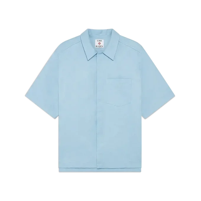Lyseblå monogram-kortærmet skjorte i shorts