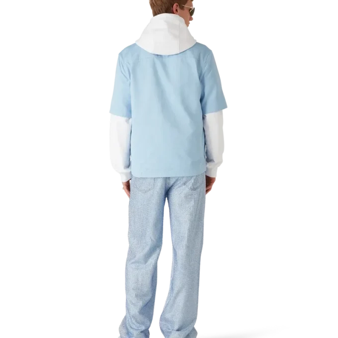 Lyseblå monogram-kortærmet skjorte i shorts