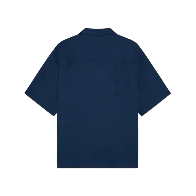 Marineblå monogram-kortærmet skjorte
