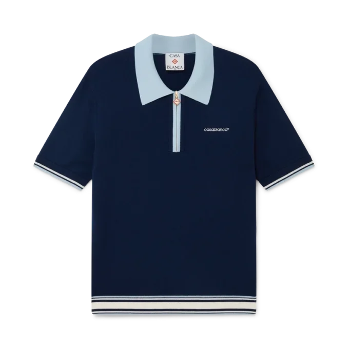 Merino-strikket tennis-poloskjorte