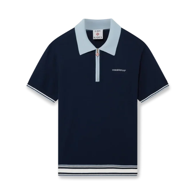 Merino-strikket tennis-poloskjorte