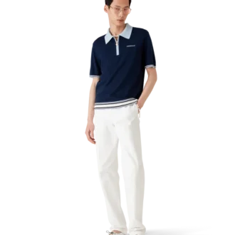 Merino-strikket tennis-poloskjorte