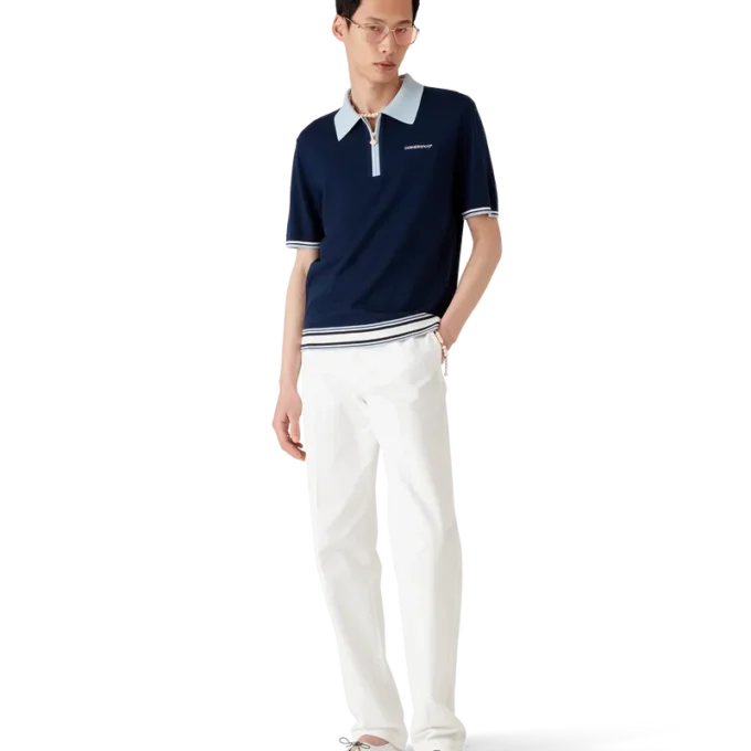 Merino-strikket tennis-poloskjorte
