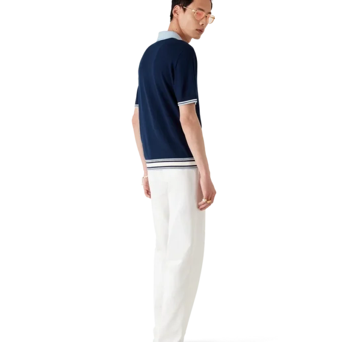 Merino-strikket tennis-poloskjorte