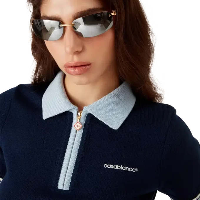Merino-strikket tennis-poloskjorte