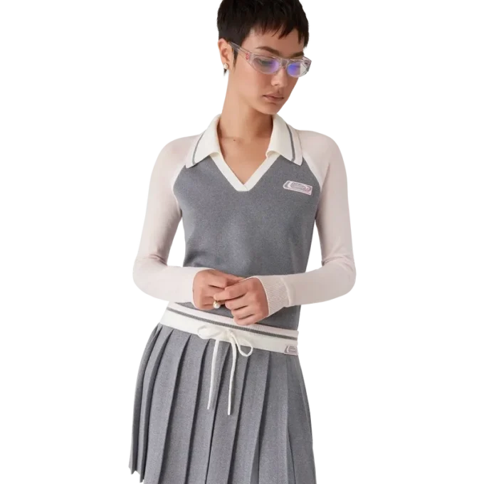 Merino Tennis langærmet Poloshirt